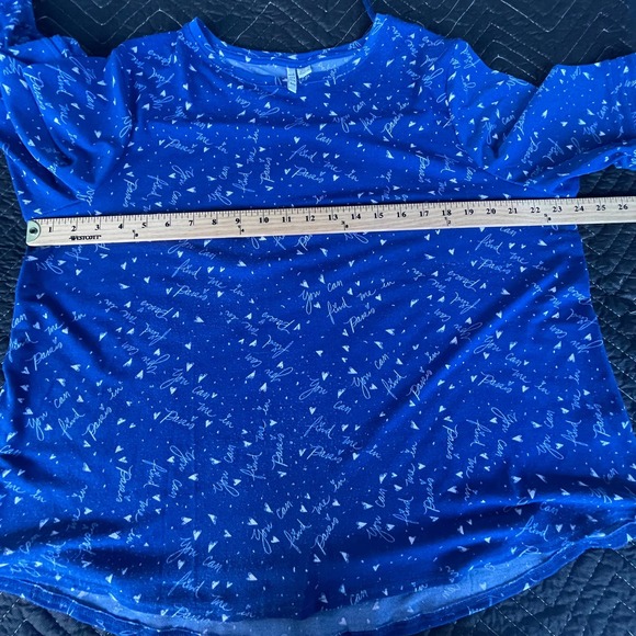 Elle Shirt Womens Plus Size 2X XXL Blue Paris Bell Long Sleeve Pullover Stretch - Picture 7 of 10